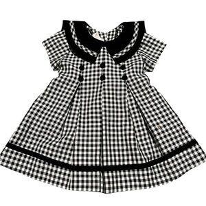 Bonnie Jean Black White Houndstooth Girls Toddler Dress Size 12 Mos Vintage